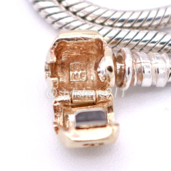 Authentic PANDORA Sterling Bracelet with 14K Gold Clasp - Picture 7 of 12